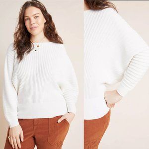 Anthropologie A+ Karla Boat Neck Sweater White
